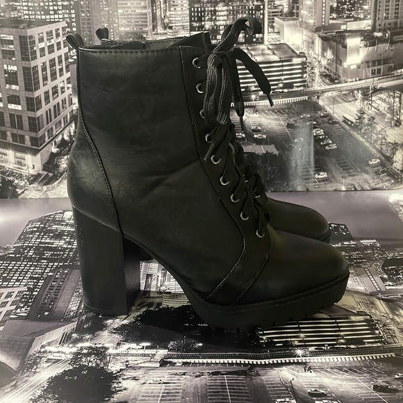 Soda Shoes - Soda High Heel Lace Up Boots